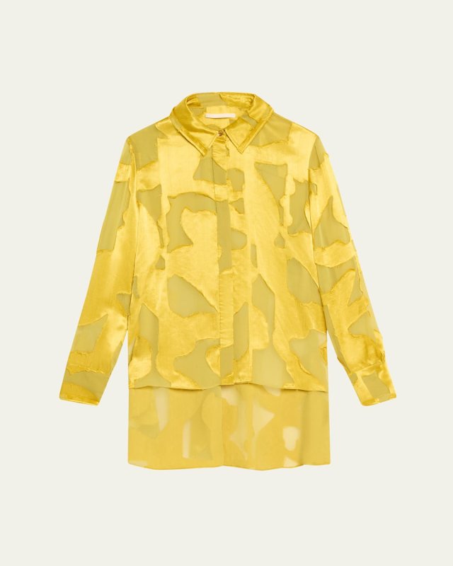 Abstract Fil Coupe Button Down Shirt